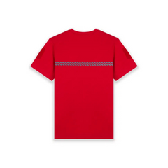 Le T-shirt de sécurité incendie GK SAFETEK® rouge avec inscription blanche, conçu pour les professionnels, en coton 100% certifié OEKOTEX