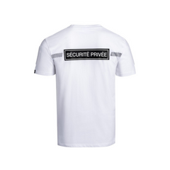 Blanc T-shirt SÉCU-ONE pour sécurité privée par A10 Equipment, résistant et ergonomique avec marquage rétro-réfléchissant