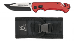 Robuste couteau pliant rouge K25 18757 avec lame en acier et manche en aluminium