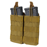 Porte-chargeurs double fusil MA19-498 Tan de Condor Outdoor, compatible AR/M4 et MOLLE, avec bande élastique et sangle avant pour sécuriser les magazines et attaches supplémentaires