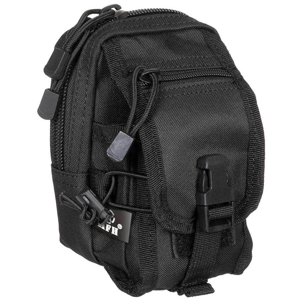 Poche Molle polyvalente noire MFH avec compartiments multiples et fermeture éclair, matériau 100% polyester