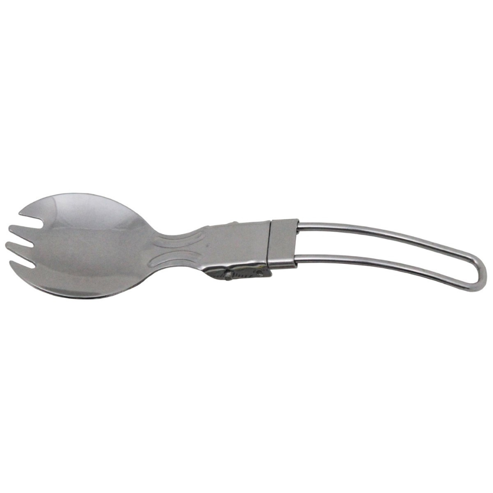 Fourchette-cuillère 2 en 1 pliable en acier inoxydable pour le camping et les voyages - Fox Outdoor