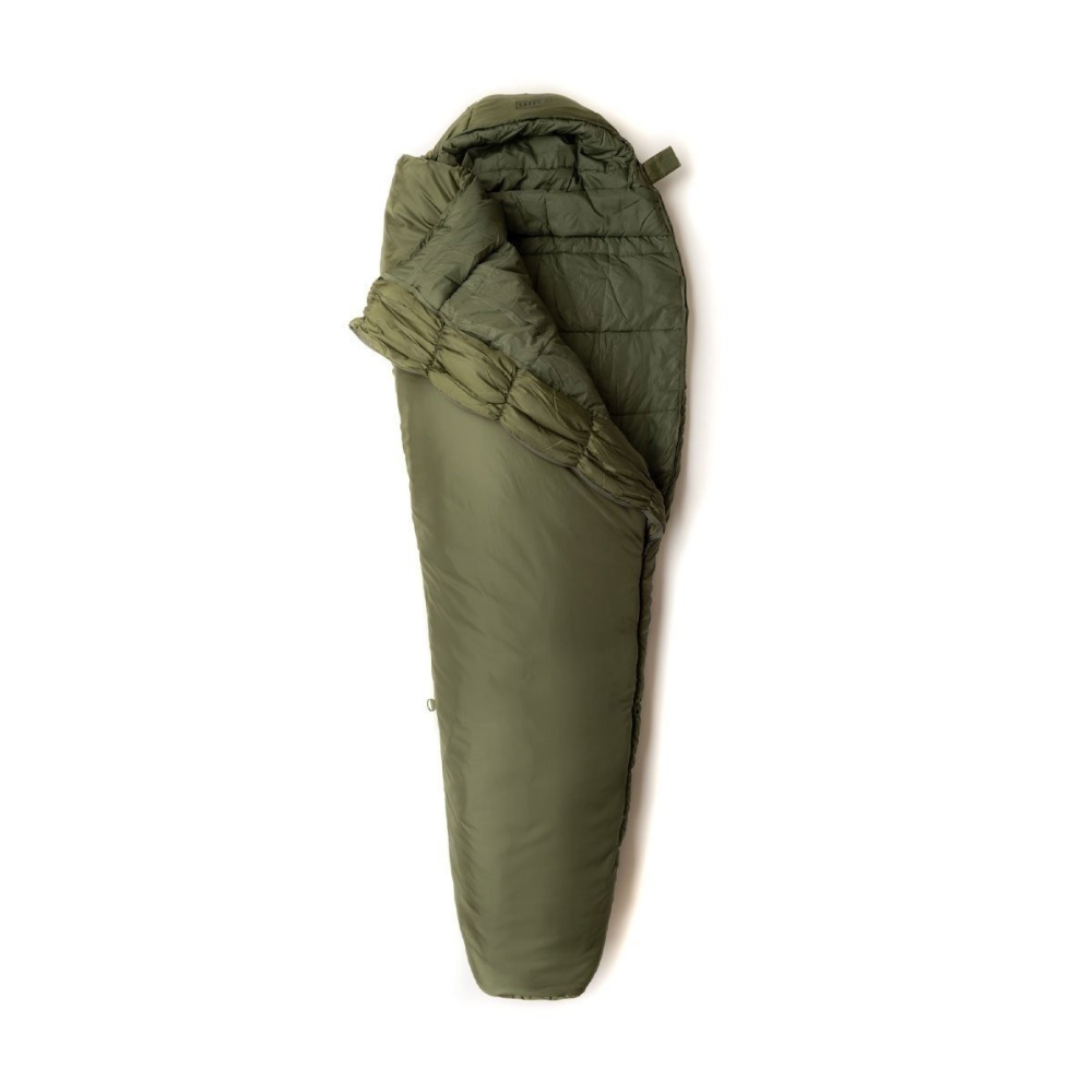 Sac de couchage Snugpak Softie Elite 5 en duvet, vert olive, adapté pour les basses températures sous 0°c avec panneau d'expansion pour contrôler la température et