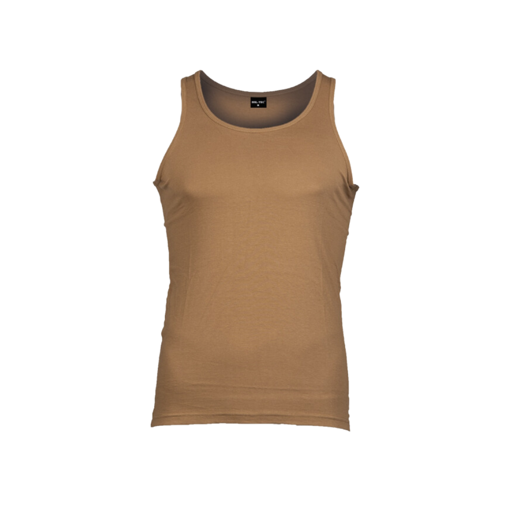 Débardeur 100% coton vert olive Mil-Tec, adaptable pour un port ajusté ou large, utilisable en tant que sous-vêtement ou vêtement d'été