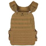 Gilet de combat SMB Laser Cut Coyote de MFH en polyester, léger et confortable avec système de largage, rembourré aux épaules, poitrine et dos, avec passants 'Molle' et Laserc