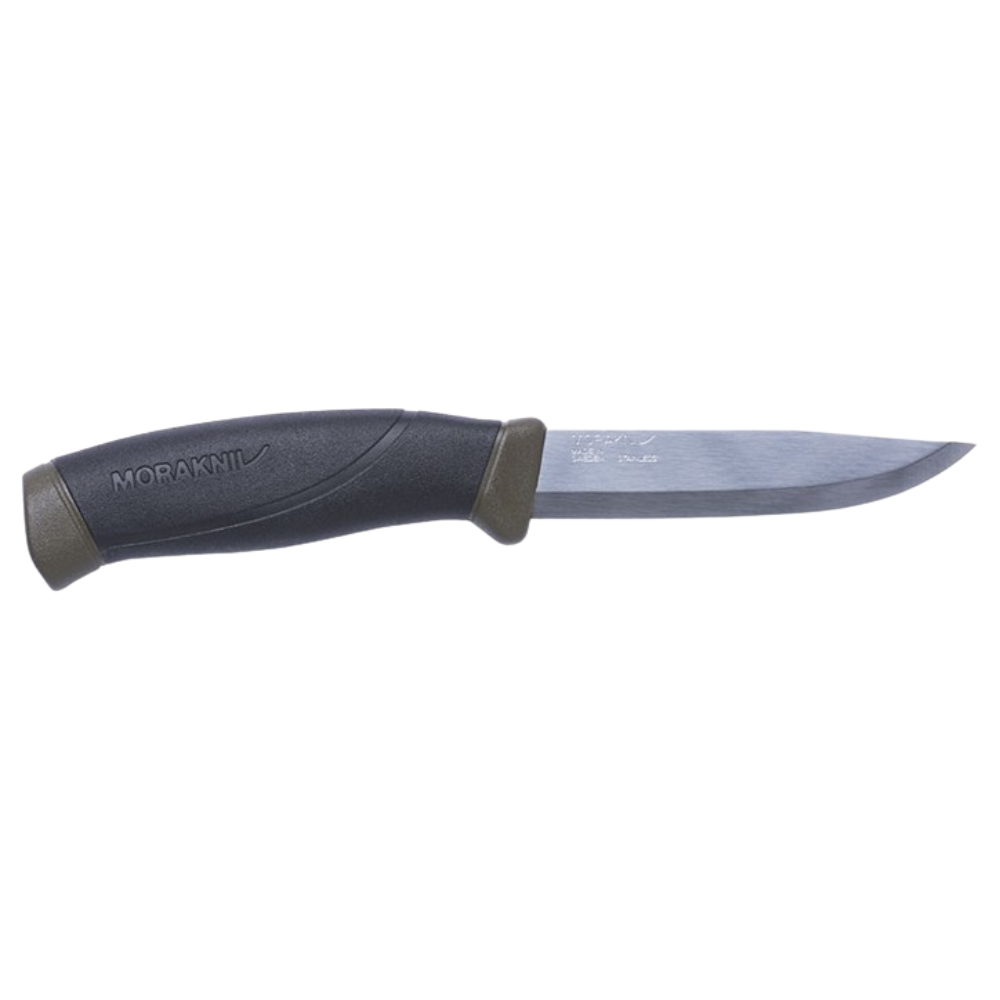 Poignard de survie Morakniv Companion MG noir/vert en acier inoxydable avec manche ergonomique kaki
