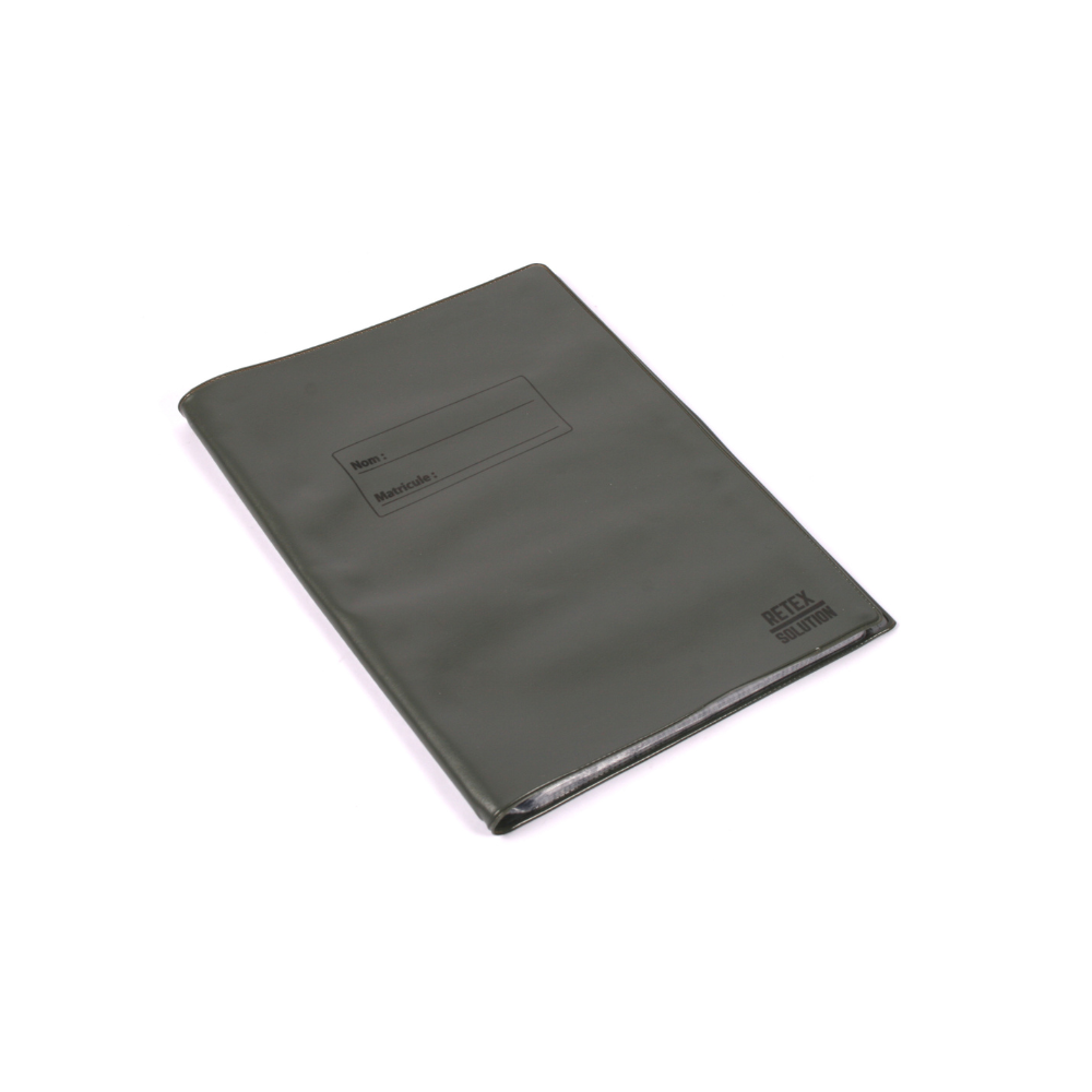 Vert A5 Chef de Groupe Carnet Porte-Vues, fabriqué en France avec couverture semi-rigide et pochette PVC cristal, 64 vues format A5 - Retex Solution