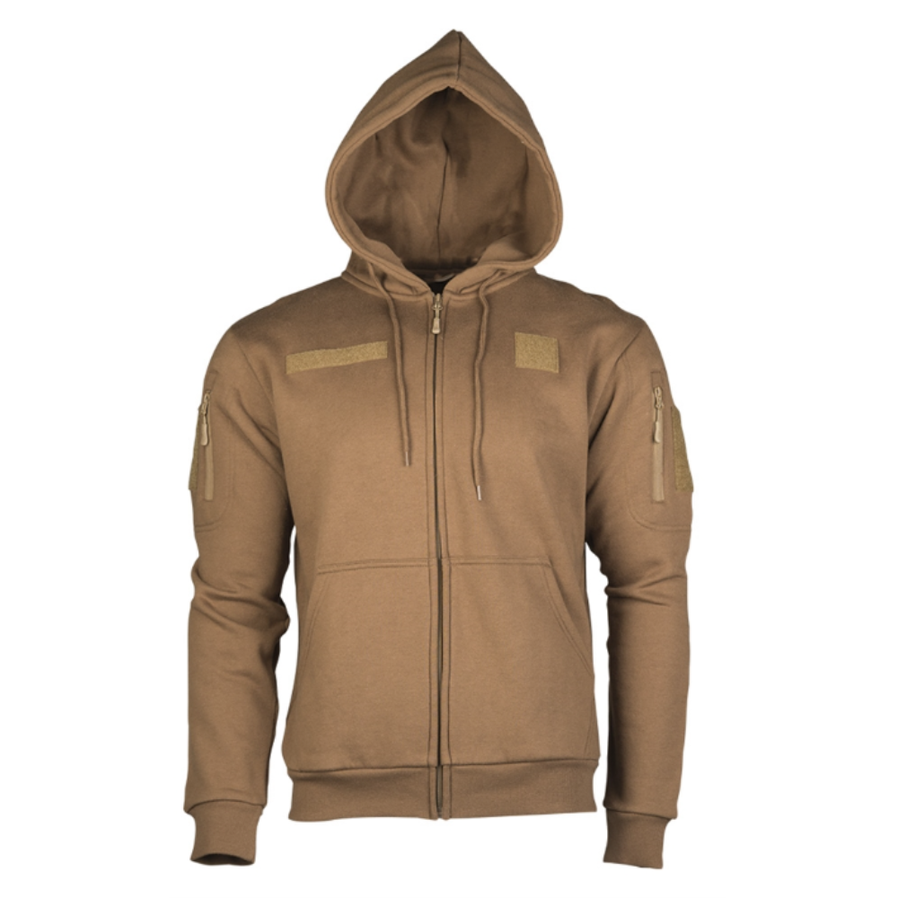 Authentique sweat de l'armée française en coton et polyester avec capuche, poches et zones velcro