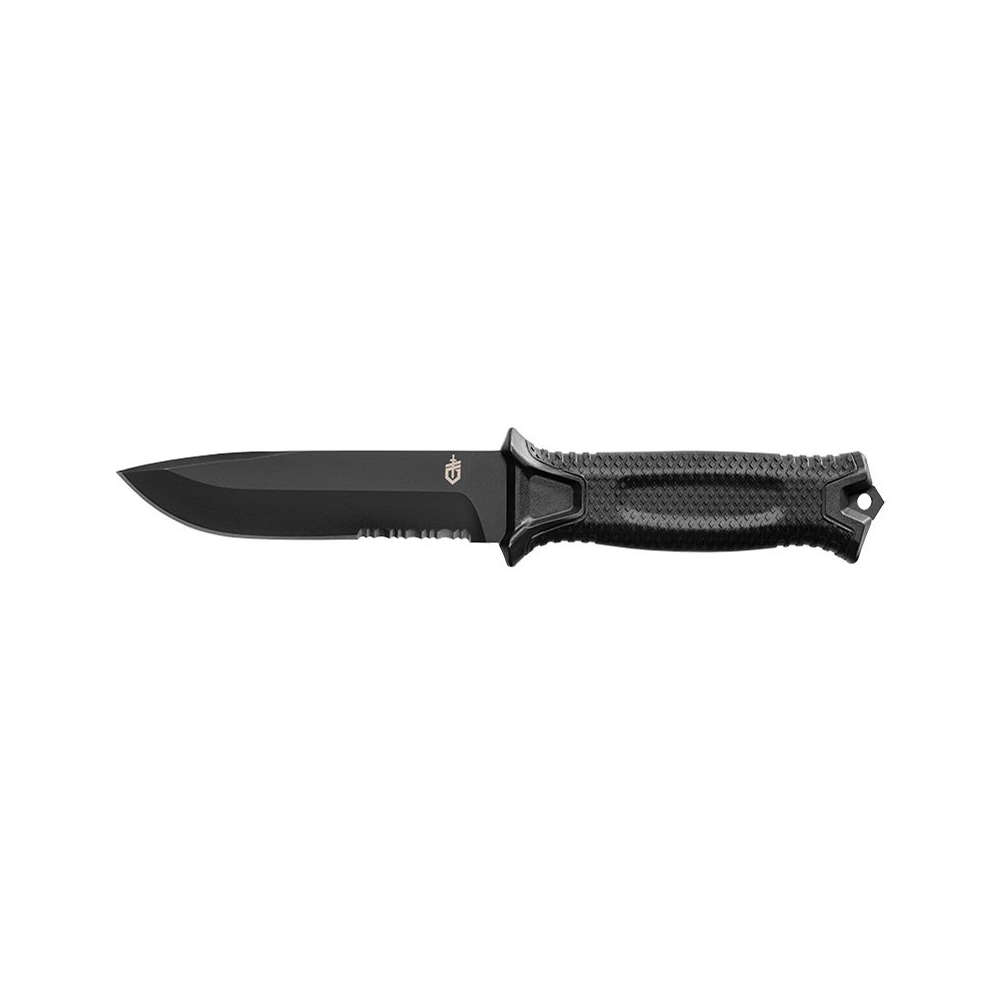 Poignard de survie Gerber StrongArm noir avec tranchant mixte et étui multi-monture MOLLE