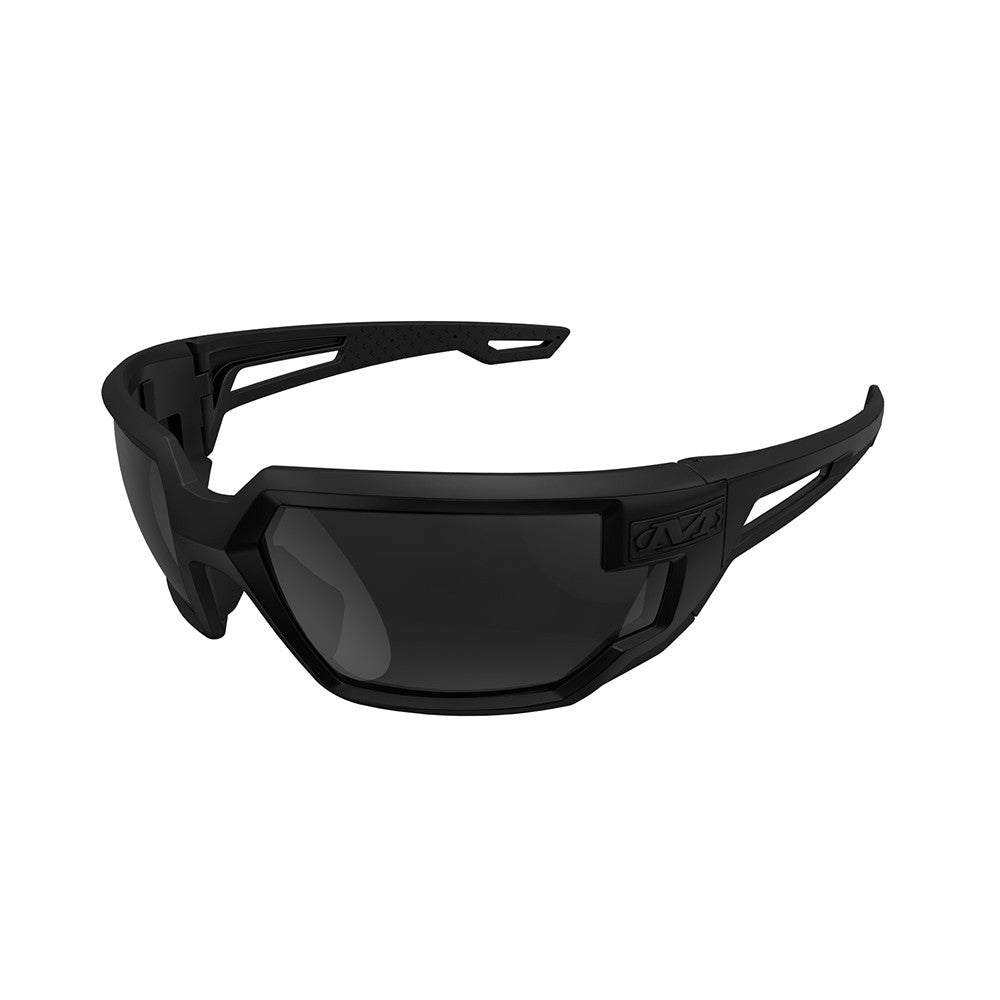 Lunettes balistiques Mechanix Type-X verres fumés - vue trois quarts de la monture semi-rigide noire