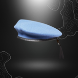 Beret bleu de l'ONU pour Commando, en laine avec porte-insigne, pourtour en cuir et lacet de viscose noir, diamètre 8 pouces, doublure simple 100% ac