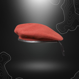 Beret rouge Para Amarante spécial commando, 100% laine avec porte-insigne, pourtour en cuir et lacet viscose noir, taille 52 à 62