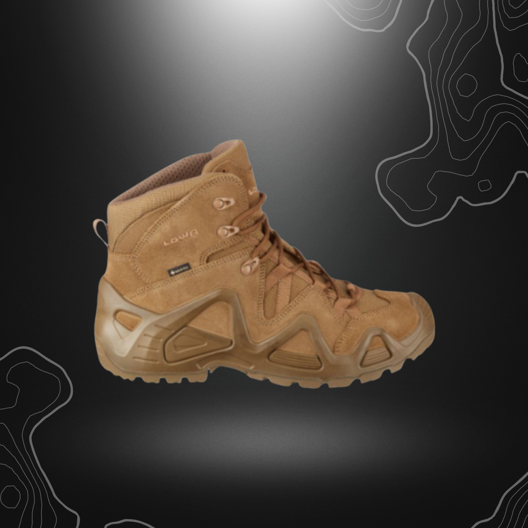 Chaussures légères et confortables Zephyr GTX Mid TF Coyote OP de Lowa, idéales pour une utilisation militaire ou outdoor sur terrain modéré, avec membrane imper respirante Gore-Tex et doublure