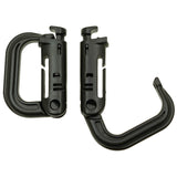 Mousqueton MOLLE verrouillable pour fixation rapide d'équipement, non adapté pour l'escalade ou le sauvetage, dimensions 5,5 x 4 x 1 cm, fait en