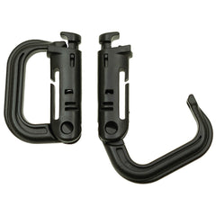 Mousqueton MOLLE verrouillable pour fixation rapide d'équipement, non adapté pour l'escalade ou le sauvetage, dimensions 5,5 x 4 x 1 cm, fait en