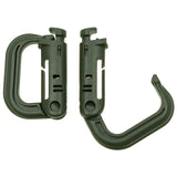 Mousqueton MOLLE verrouillable pour fixation rapide d'équipement, non adapté pour l'escalade ou le sauvetage, fait en polyoxyméthylène, dimensions 5,5 x