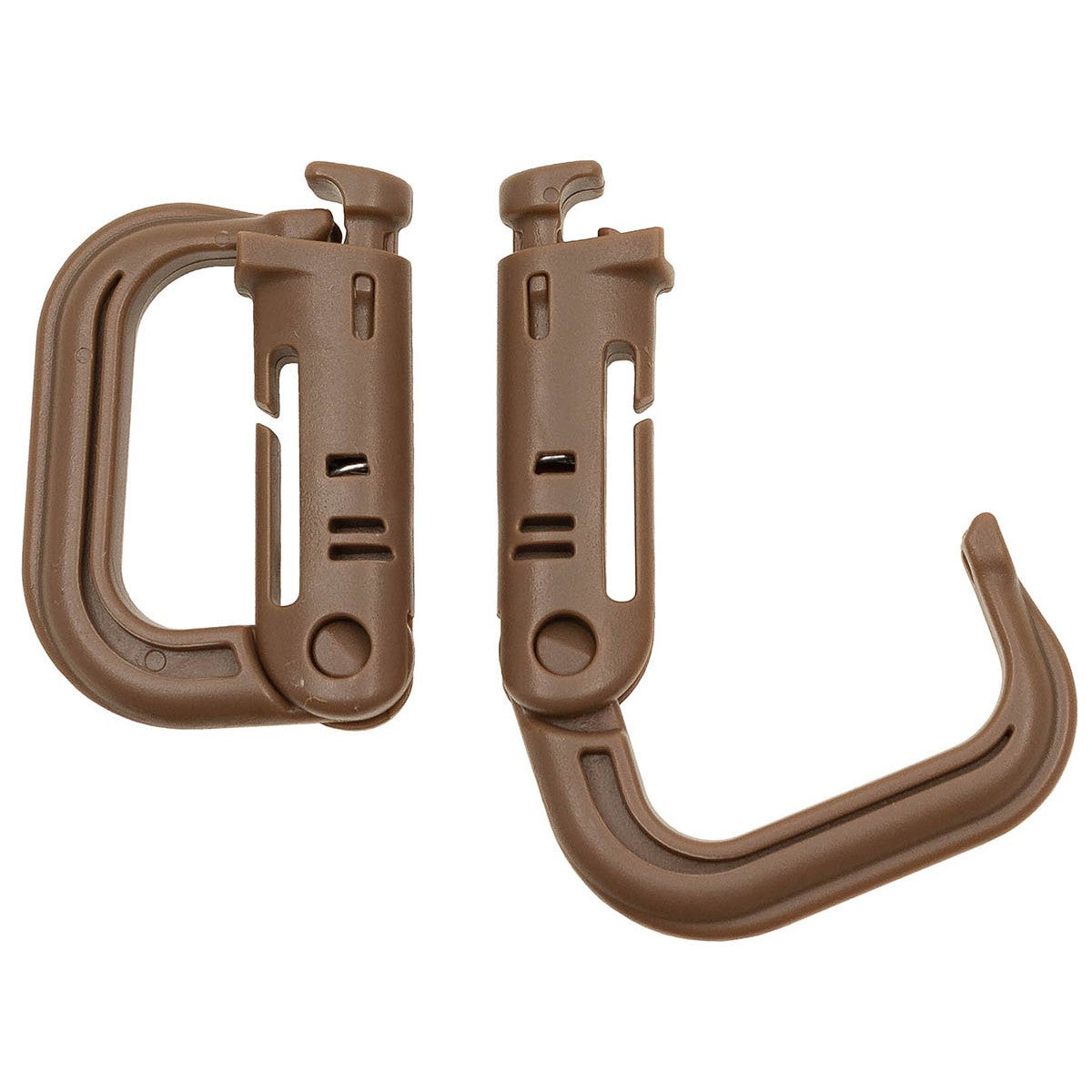 Mousqueton MOLLE en polyoxyméthylène pour fixation rapide d'équipement, verrouillable, non adapté à l'escalade ou au sauvetage, dimensions 5,5 x