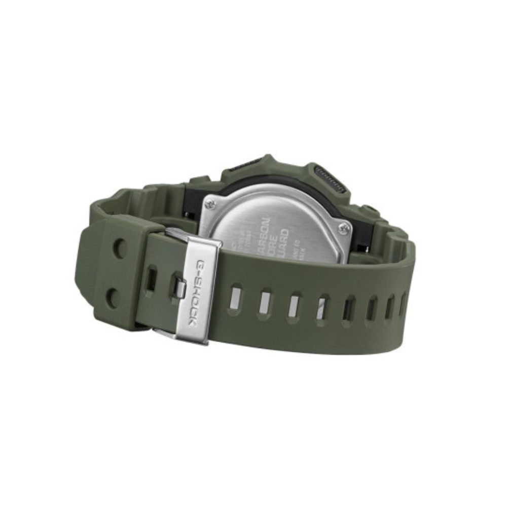 Montre numérique G-Shock GD-010 de Casio en résine biosourcée avec éclairage LED, fonctionnalités d'heure universelle et chronomètre, étanche jusqu'à 20 bars.