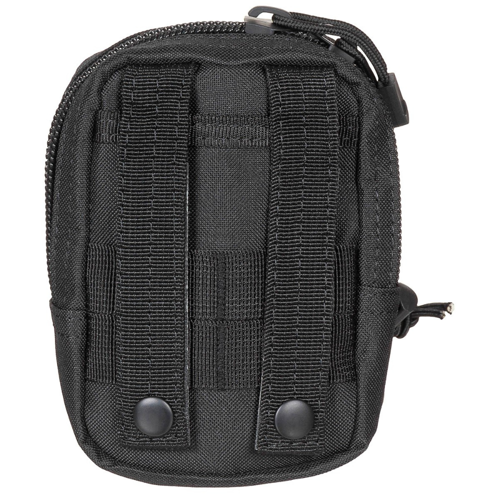 Poche Molle polyvalente noire MFH avec compartiments multiples et système de fixation, fabriquée en 100% polyester