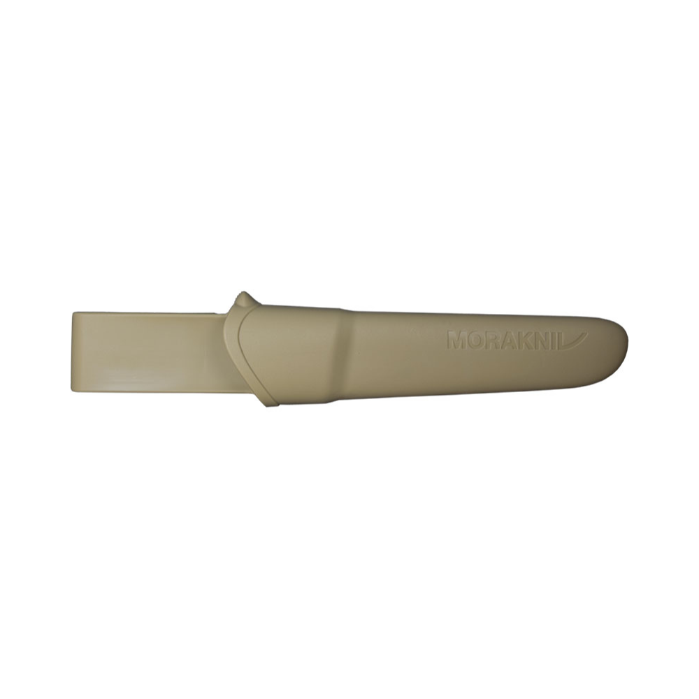 Poignard Morakniv Companion 13166 avec manche en gomme noir, extrémités de couleur sable et lame en acier inoxydable