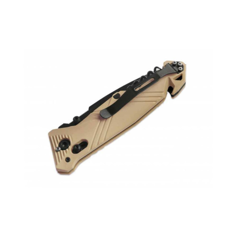 Couteau pliant Cac de TB Outdoor avec lame mixte, coupe-sangle et tire-bouchon, fabriqué à Thiers, France