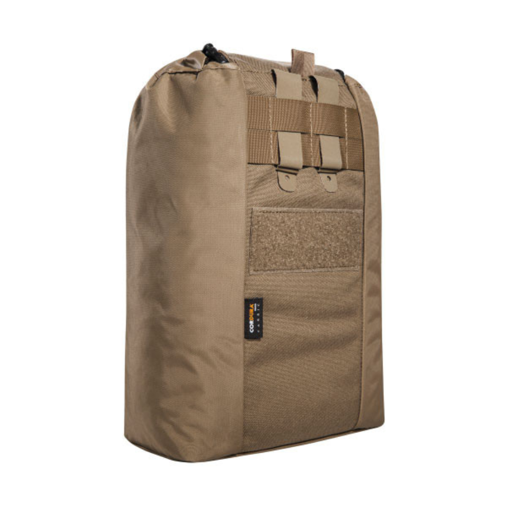Poche de délestage TT Dump Pouch MKII en couleur Coyote de Tasmanian Tiger, capable de contenir jusqu'à 6 double-chargeurs G36, avec cordon de serrage pour plus de sécurité.