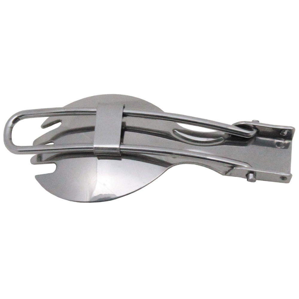 Fourchette et cuillère pliable 2 en 1 en acier inoxydable pour l'extérieur et le voyage - Fox Outdoor