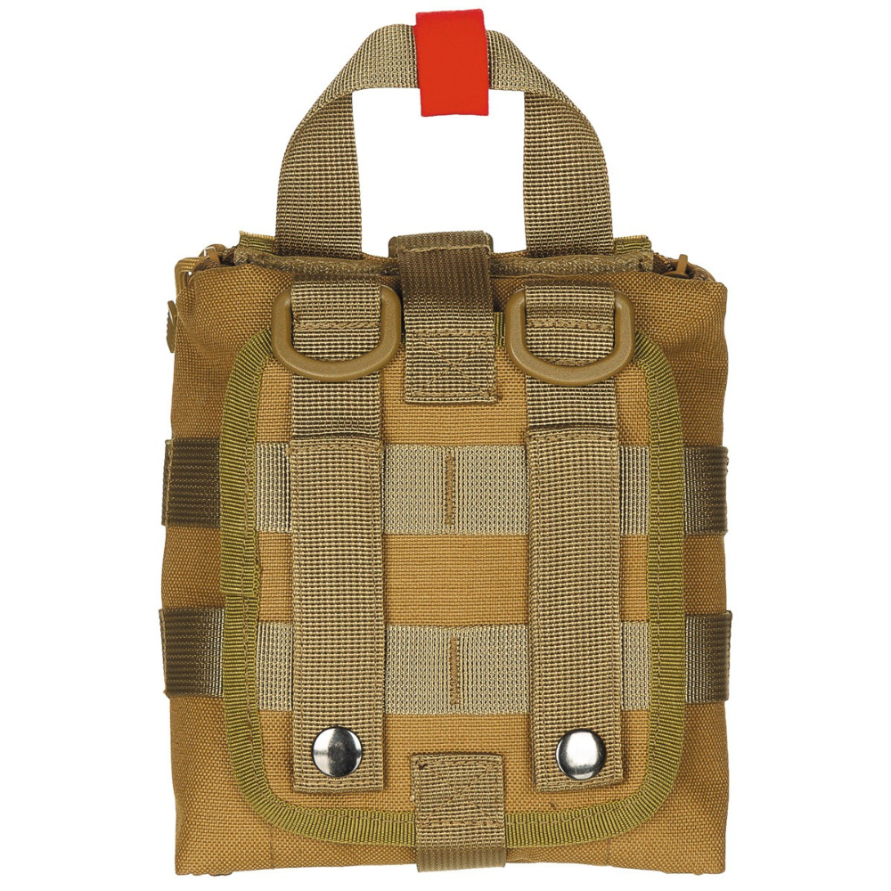 Poche Molle Premiers Secours IFAK Coyote - MFH avec plaque de support détachable, système Molle latéral et sangle de sécurité réglable