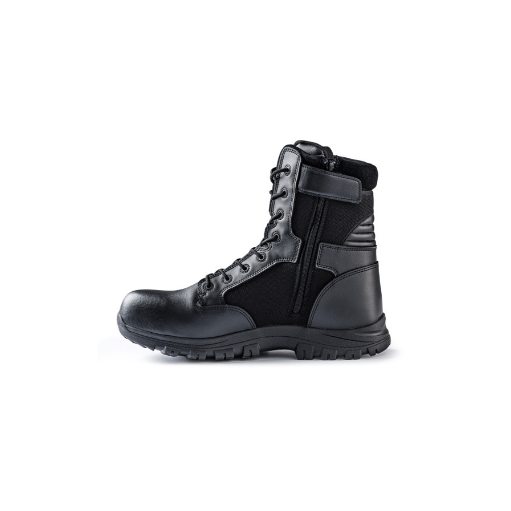 Chaussures de sécurité Sécu-One 8 Zip TCP noires par A10 Equipment, caractérisées par une semelle extérieure Grip-Urban et une semelle intérieure ergo-soft pour une