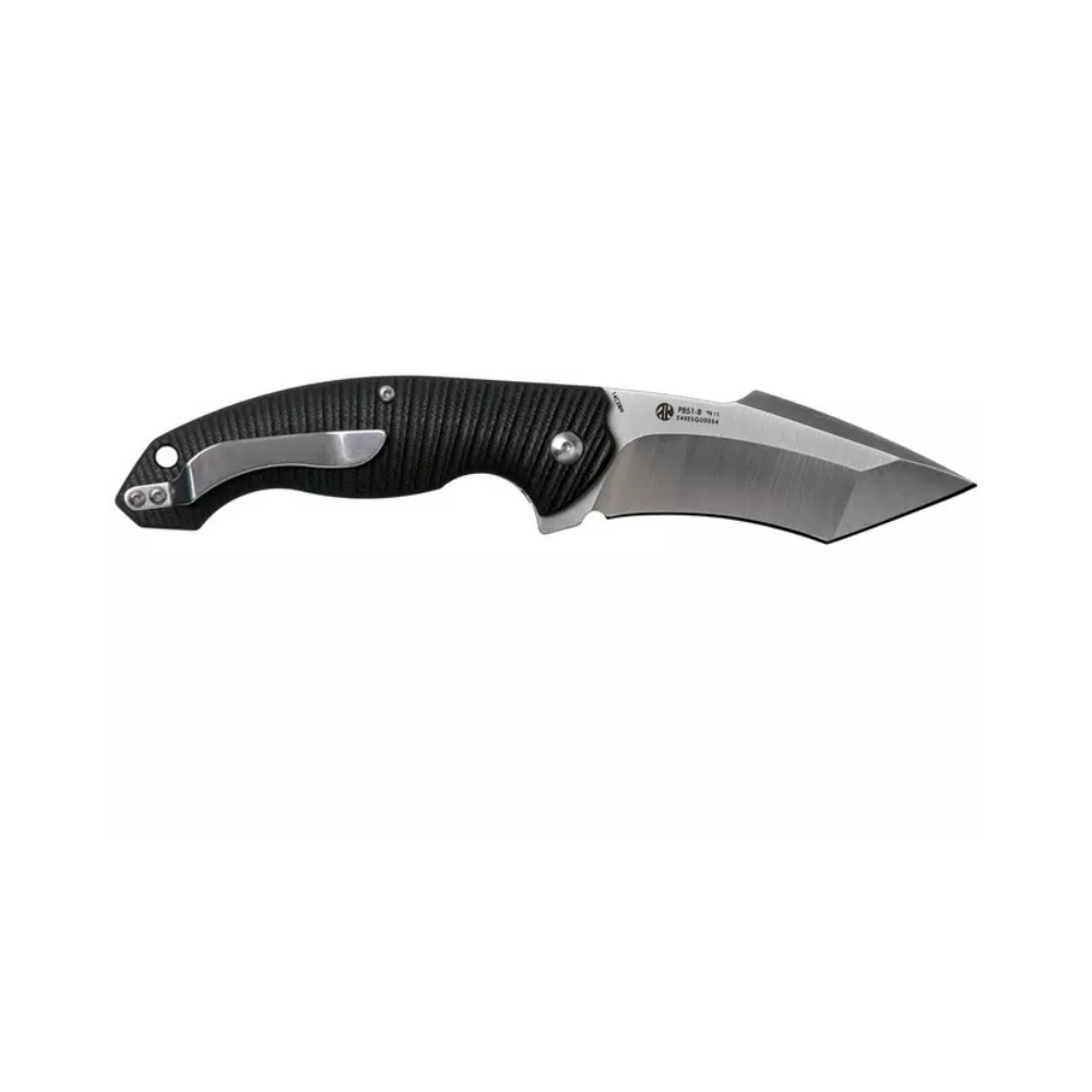 Couteau pliant P851B noir de RUIKE avec lame en acier inoxydable 14C28N et manche en G10, doté du système de sécurité Thumb Up