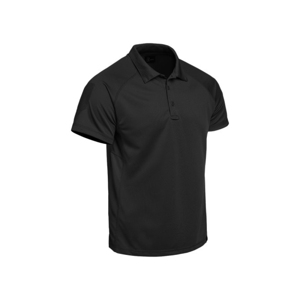 Image d'un polo noir Instructor de la marque A10 Equipment, respirant et confortable, idéal pour les missions quotidiennes