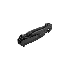Un couteau pliant Böker Plus Dönges Basic Tactical 01DG003 avec lame Tanto en acier inoxydable, manche en aluminium anodisé et équipements d'urgence
