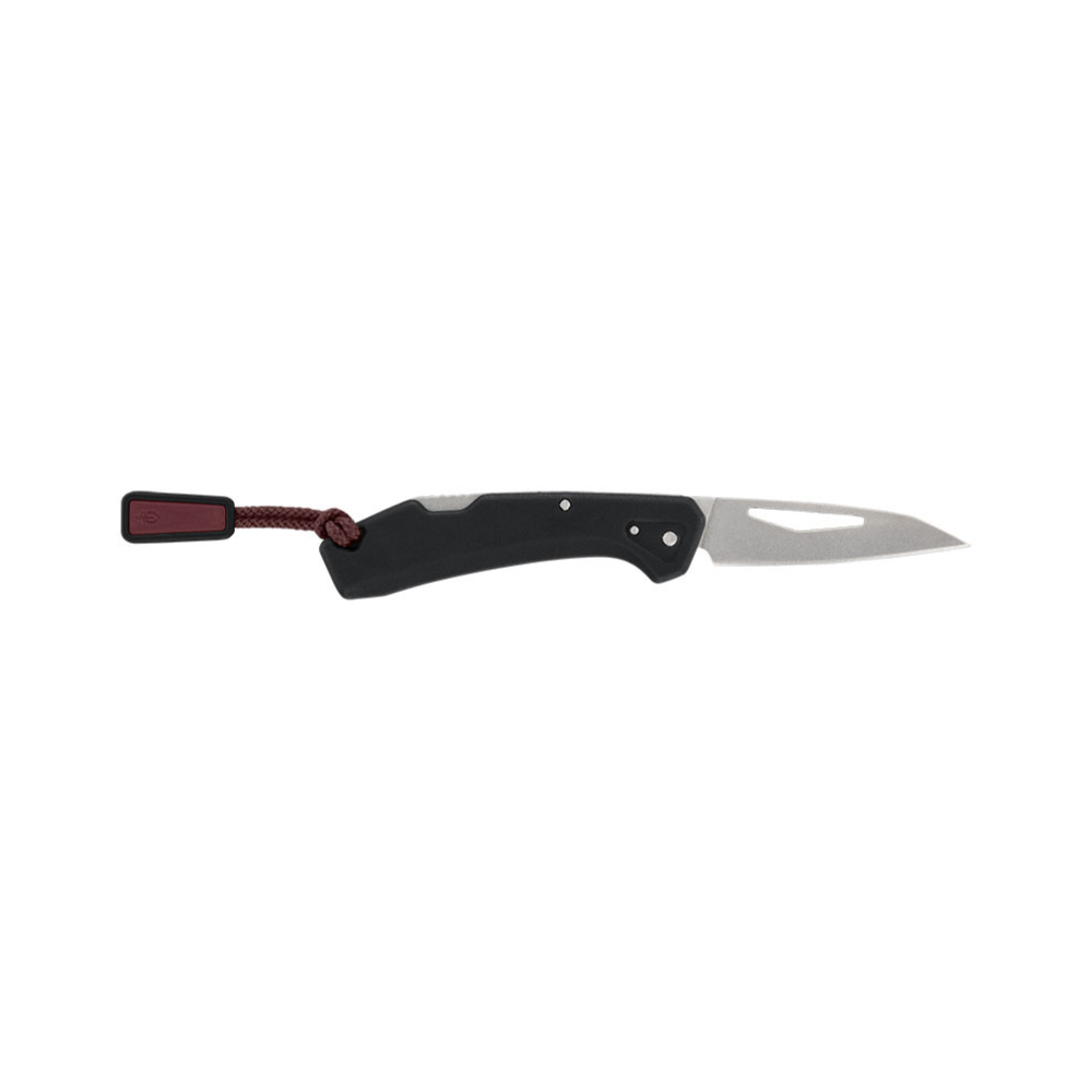 Mini couteau pliant noir Gerber LST de 48mm avec lame en acier inoxydable, manche GFN noir et mécanisme de verrouillage Lock Back, parfait pour une utilisation quotidienne.