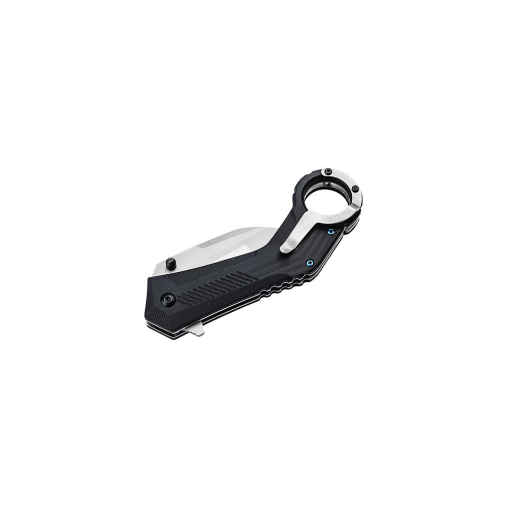 Le couteau polyvalent Böker Magnum Veloc avec lame Wharncliffe en acier 440B et poignée en G10 inspirée du style karambit