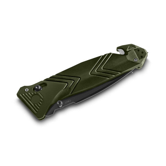 Le couteau pliant Cac de TB Outdoor avec lame mixte, coupe-sangle et tire-bouchon, fabriqué en France à Thiers
