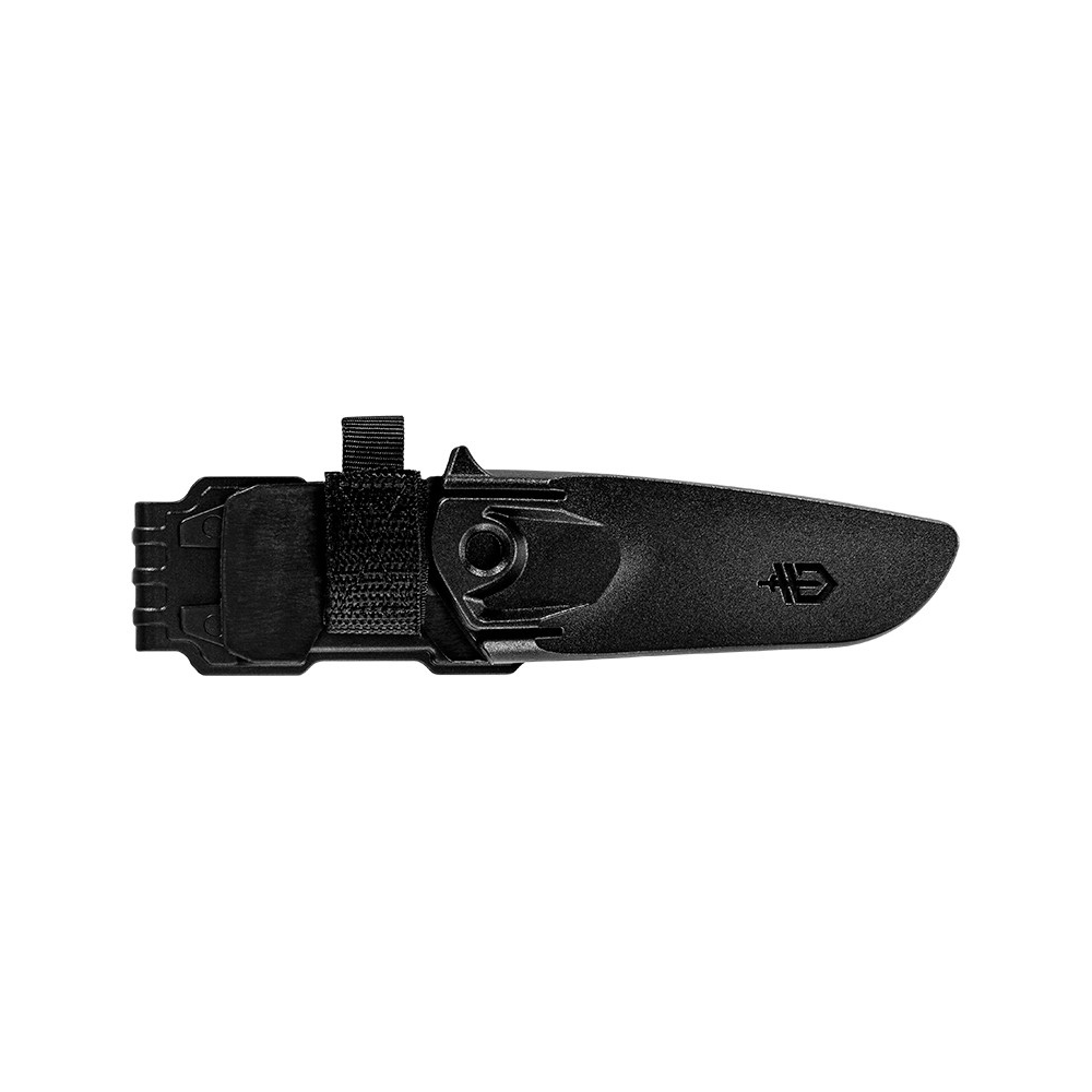 Poignard de survie Gerber Principle noir avec étui, lame en acier 440C de 78mm et manche en caoutchouc de 112mm pour activités de plein air