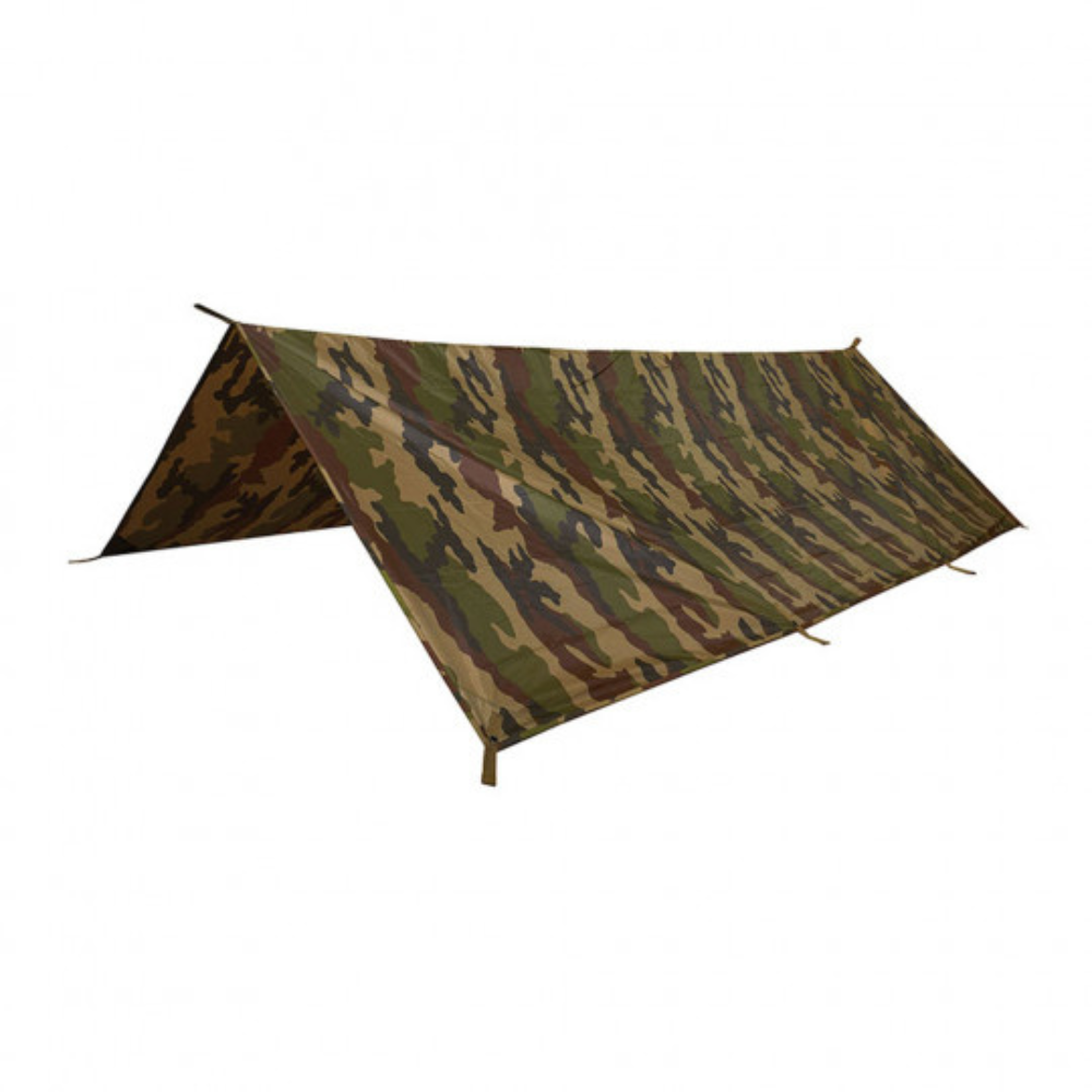 Bâche terrain expédition 3x3m résistante et compacte de A10 Equipement, avec enduction imperméable et points d'ancrage renforcés