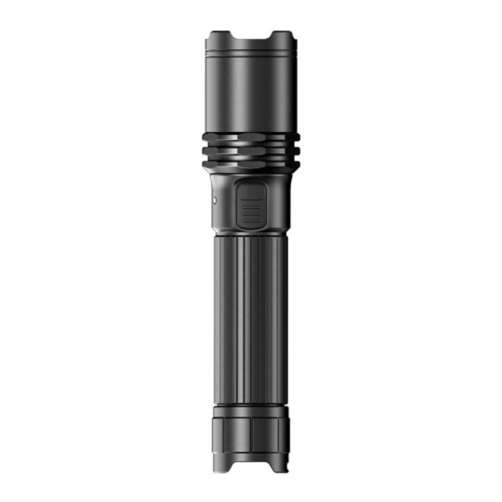 Klarus A1 Pro 1300 lumens lampe rechargeable noire avec prise USB-C intégrée, double interrupteur et bague crantée pour brise-vitre.