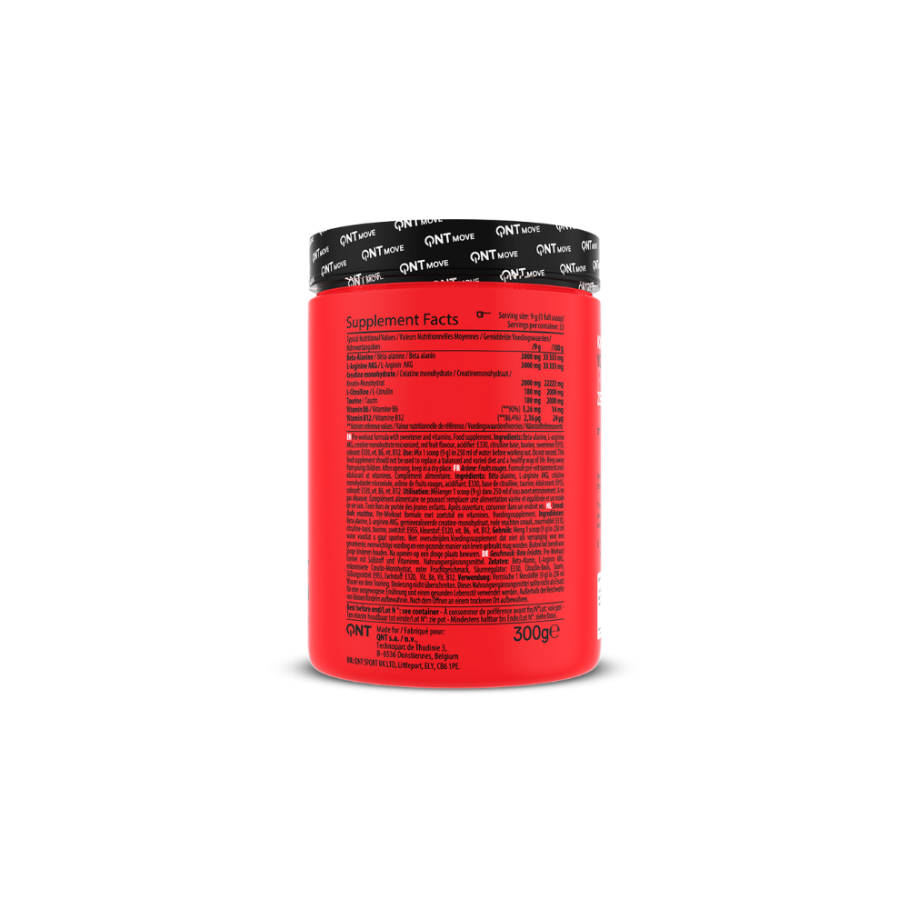 Pre-workout PUMP RX de QNT au goût de fruits rouges pour booster les performances sportives