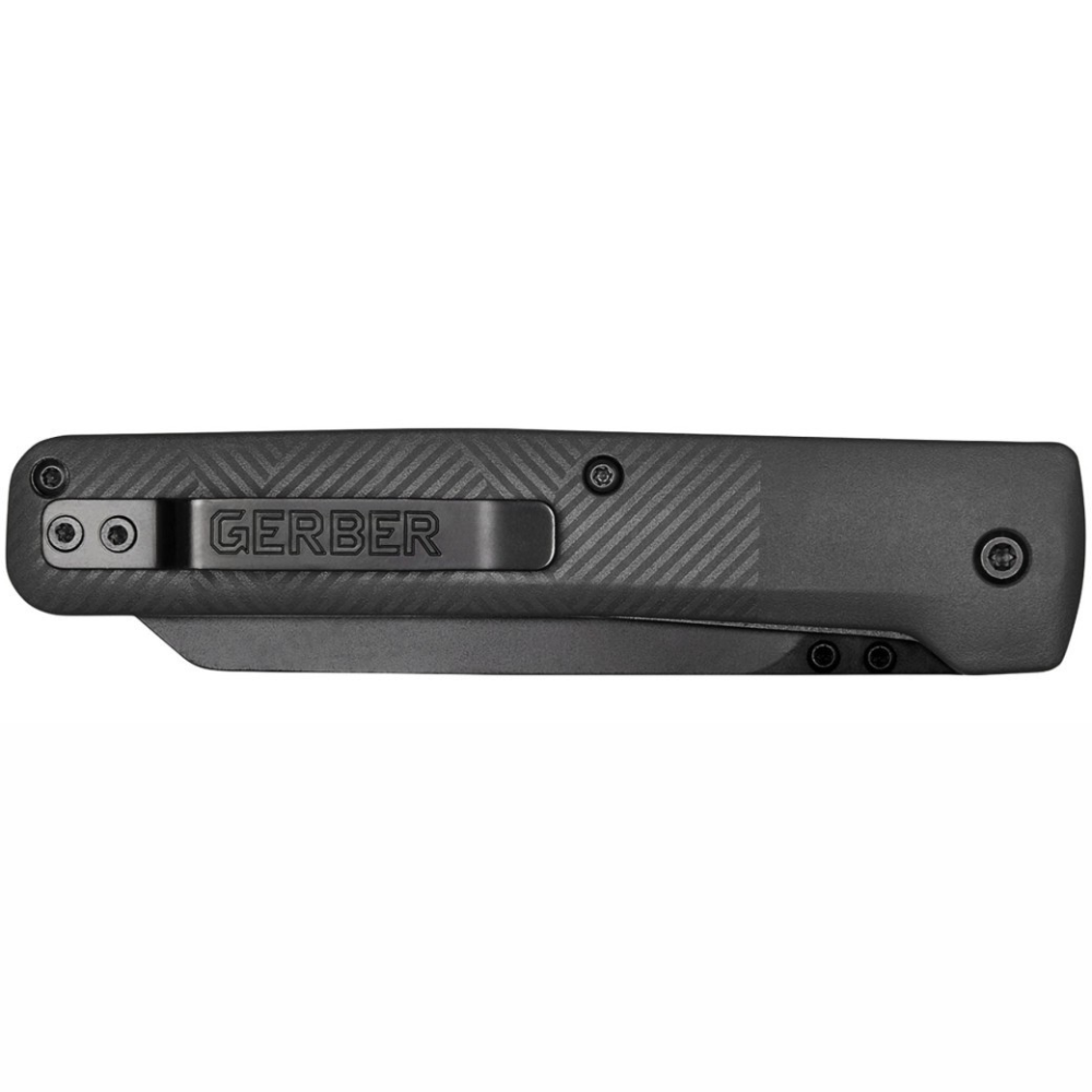 Gerber Omni Folding Pledge couteau pliant gris avec cadre ouvert pour transport quotidien