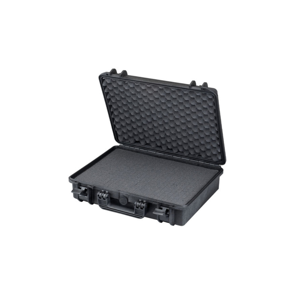 Valise de transport étanche MAX465 H125S noir, résistante aux chocs, à l'eau et à la poussière avec mousses prédécoupées pour protection optimale des objets fragiles et de