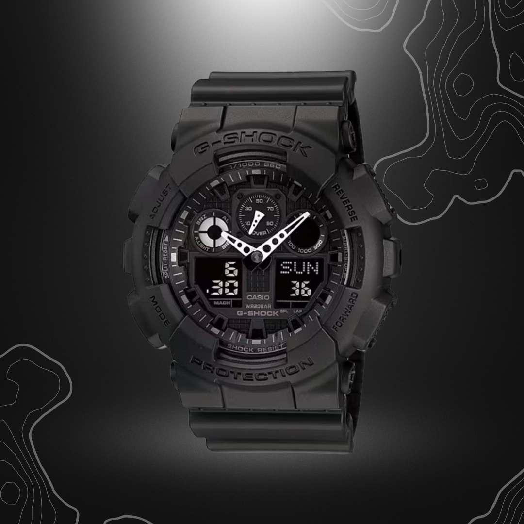 Montre G-Shock GA-100-1A1ER noire de Casio avec affichage analogique et numérique, chronomètre et indicateur de vitesse