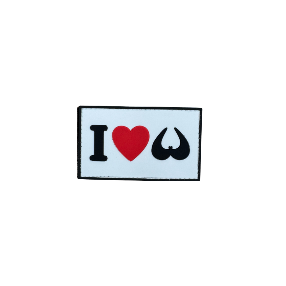 Patch humoristique 'I Love Boobs' en PVC de haute qualité