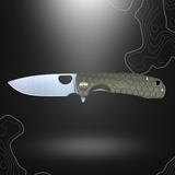 Large couteau pliant Flipper vert Honey Badger avec lame en acier 8Cr13MoV gravable, manche robuste en FRN et clip de transport.