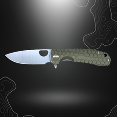Large couteau pliant Flipper vert Honey Badger avec lame en acier 8Cr13MoV gravable, manche robuste en FRN et clip de transport.