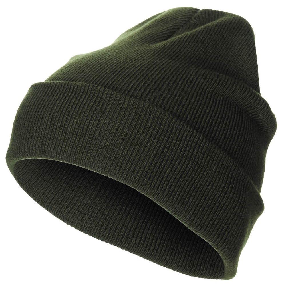 Bonnet en laine finement tricoté avec large revers et double élastique de MFH, taille unique