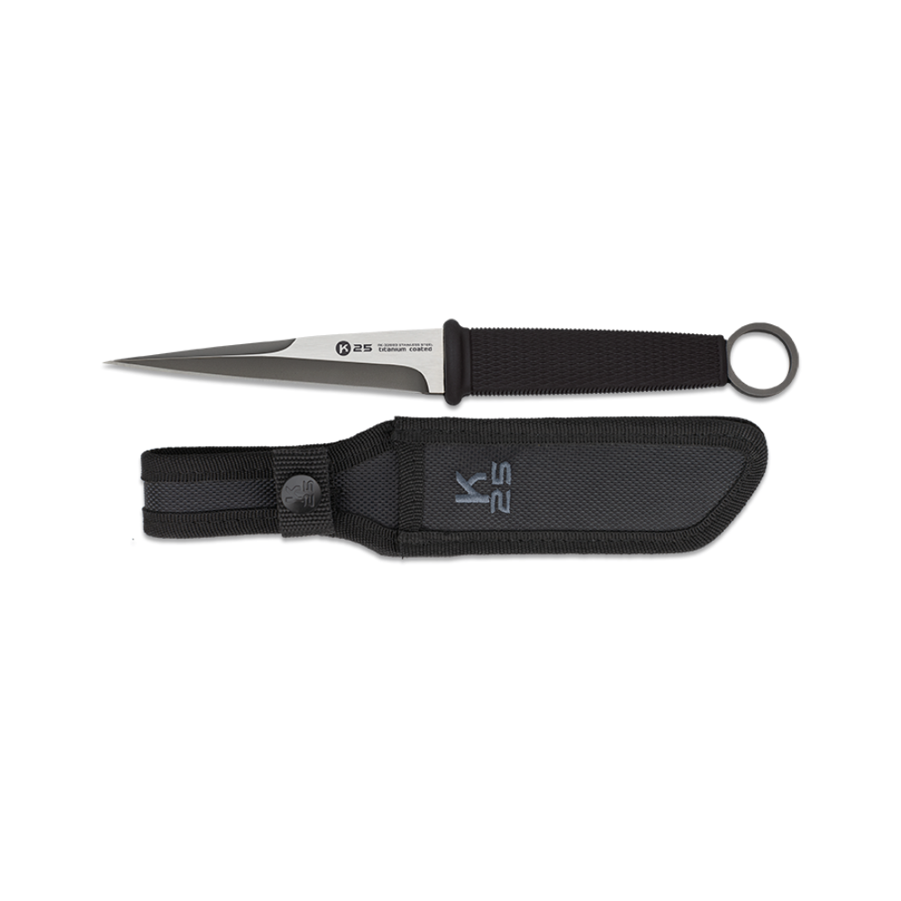 Couteau à lame fixe 12cm K25 avec tranchant mixte