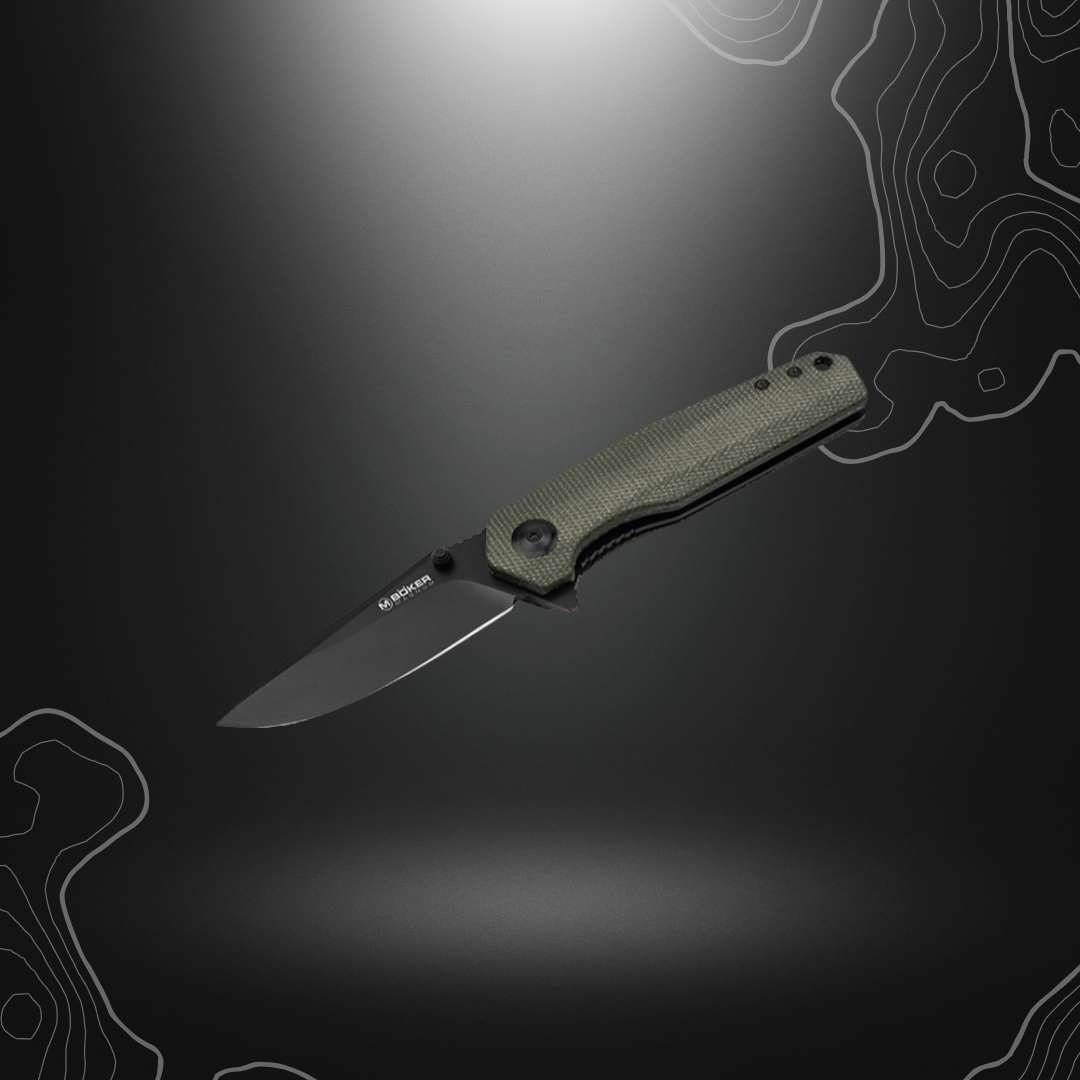 COUTEAU PLIANT MICARTA VERT LAME NOIR | BOKER MAGNUM