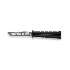 Couteau papillon d'entrainement noir de marque K25 avec lame en inox non coupante et manche en aluminium