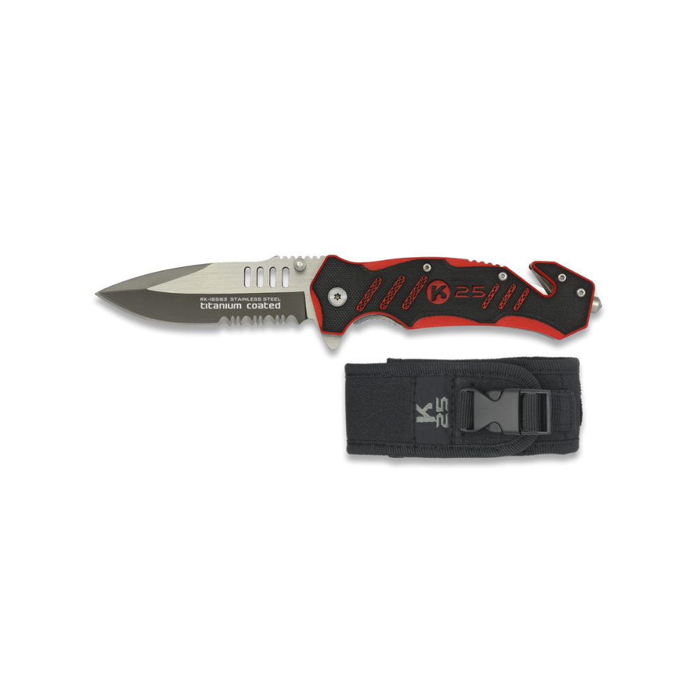 COUTEAU PLIANT G10 ROUGE/NOIR | K25